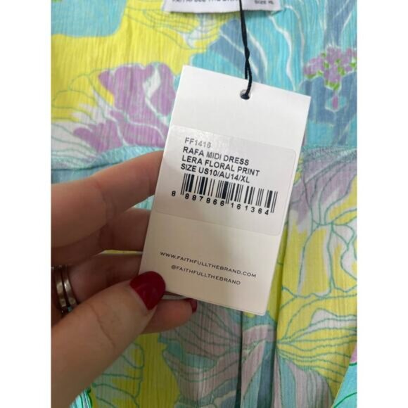 NWT Faithfull the Brand Rafa Front Button Elastic Cuff Midi Dress Lera Floral - Picture 5 of 7